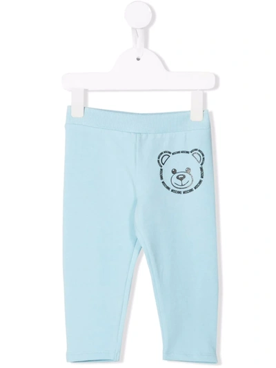 Moschino Babies' Teddy Bear 印花运动裤 In Blue