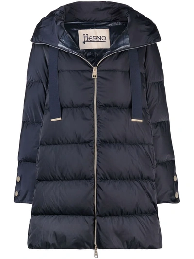 Herno Raso Hooded Padded Coat In Blue