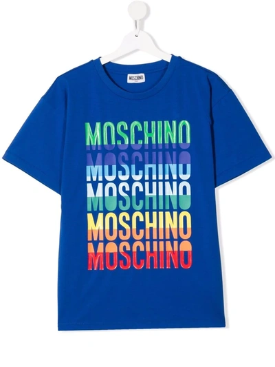 Moschino Kids' Logo-print T-shirt In Blue