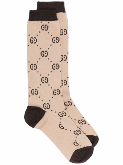 Gucci Kids' Kinder Socken Aus Baumwolle Mit Gg In Beige