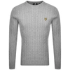 Lyle & Scott Lyle And Scott Crew Neck Cable Knit Jumper Grey In Light Grey