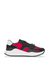 BURBERRY PANELLED LOW-TOP SNEAKERS BLACK AND BRIGHT RED,4924EAC8-5653-04C4-30B1-CF05D63CB2C6