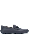 Ferragamo Gancini Ornament Leather Loafers In Blue