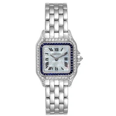 Cartier Panthere Ladies 18k White Gold Sapphire Diamond Ladies Watch 2362 In Not Applicable
