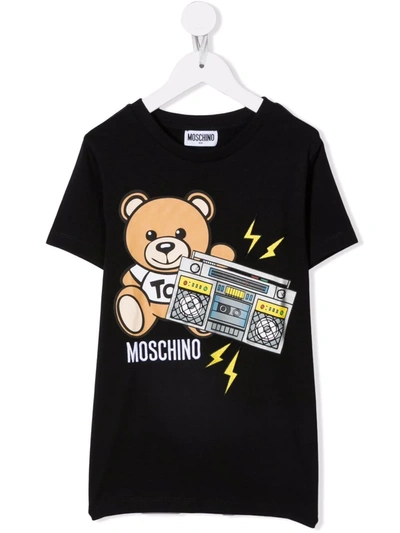 Moschino Kids' Toy Bear Print T-shirt In Black