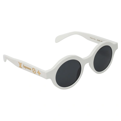 Pre-owned Louis Vuitton X Supreme White Z0991w Downtown Round Sunglasses