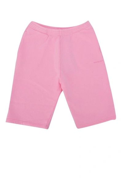 Balenciaga Kids Logo Print Track Shorts In Pink