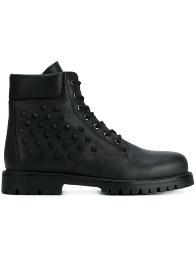 Gucci Valentino Garavani Studded Hiking Boots In Black