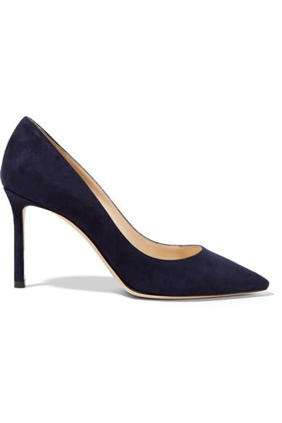 Jimmy Choo Romy 85 Suede Pumps In Navy