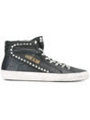 Golden Goose Studded Leather Slide Sneakers In Black ,white