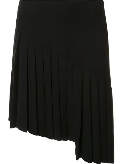 Mugler Woman Asymmetric Pleated Crepe Mini Skirt Black
