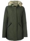 Woolrich Fur-trim Padded Parka In Green