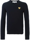 Comme Des Garçons Play Embroidered Heart Sweater In Navy