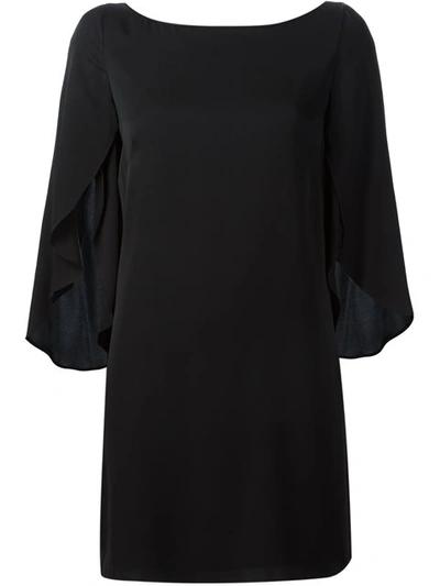 Milly Butterfly Sleeve Stretch Silk Crepe Minidress In Black