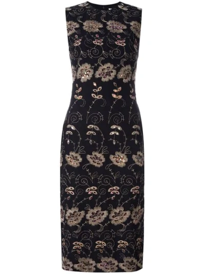Givenchy Floral Embroidered Sheath Dress In Black