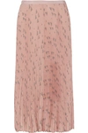 VALENTINO Pleated printed silk crepe de chine midi skirt