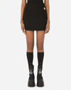 Dolce & Gabbana Double Crepe Miniskirt With Dg Embellishment In Black