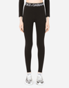 Dolce & Gabbana Dolce Elstic Waist Logo Cttn Leggings Bl In Black
