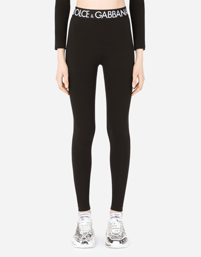 DOLCE & GABBANA JERSEY LEGGINGS WITH BRANDED ELASTIC
