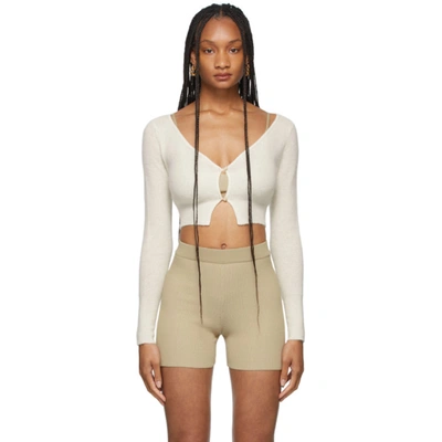 Jacquemus Alzou Mohair Blend Crop Cardigan In White