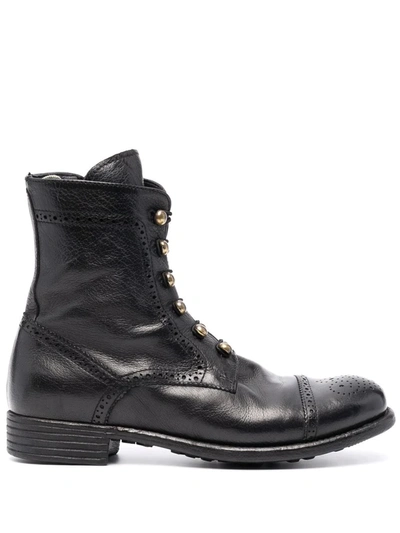 Officine Creative Off-centre Button Boots In Schwarz