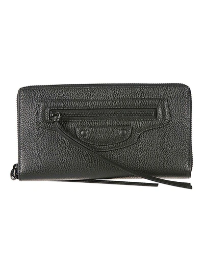 Balenciaga Leather Continental Wallet In Black