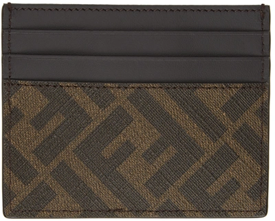 Fendi Brown & Tan 'forever ' Card Holder In F1dza - Tab