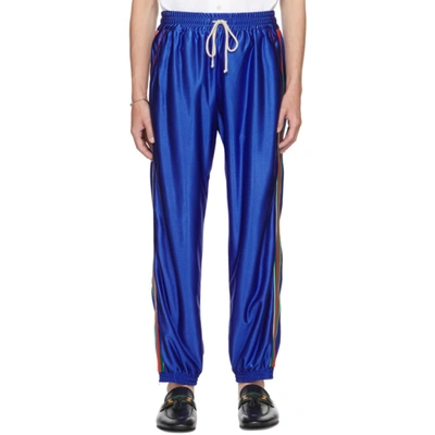 Gucci Mens Blue Gg Stripe Straight-leg Track Trousers