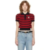 GUCCI NAVY & RED STRIPE CAT PATCH POLO