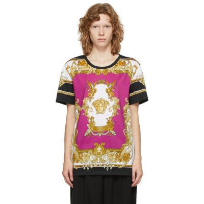 Versace Pink & Gold Medusa Renaissance T-shirt In 5p030 Fuxia Gold