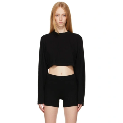 Cotton Citizen Black Crop Tokyo Long Sleeve T-shirt In Jet Black