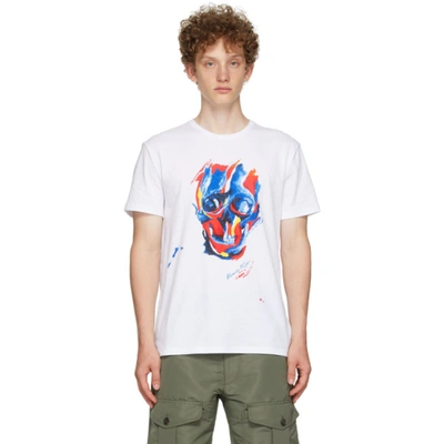 Alexander Mcqueen White & Multicolor Bloomsbury Skull T-shirt In White,multi-colour