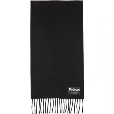 Alexander Mcqueen Graffiti  Black Wool Scarf