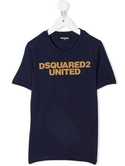 Dsquared2 Kids' Logo-print Cotton T-shirt In Blue