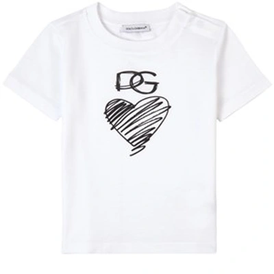 Dolce & Gabbana White T-shirt For Babykids With Logo