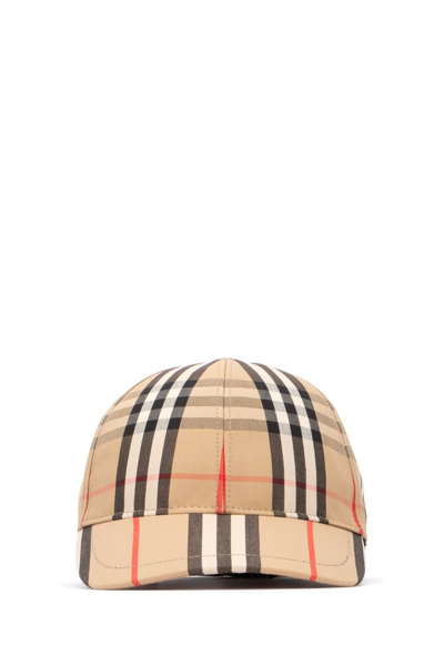 Burberry Kids' Vintage Check And Icon Stripe Baseball Cap In Beige
