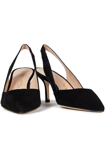 Stuart Weitzman Leilana 75 Suede Slingback Pumps In Black