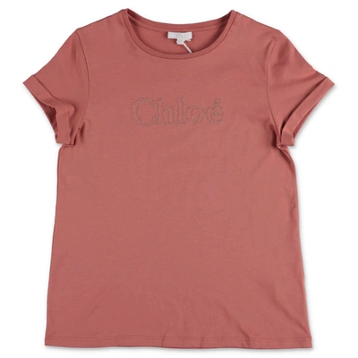 Chloé Kids Logo Embroidered T In Red