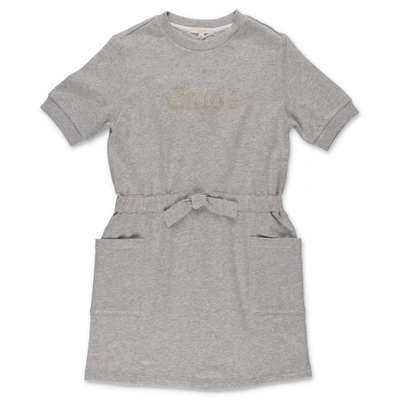 Chloé Kids Logo Embroidered T In Grey