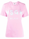 Msgm T-shirt Con Logo In Pink & Purple
