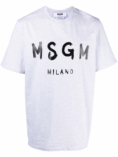 Msgm T-shirt Logo In Grigio