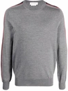 Alexander Mcqueen Logo Tape Crewneck Wool Sweater In Grey