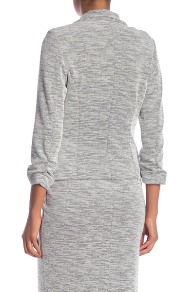 Amanda & Chelsea 3/4 Ruched Sleeve Blazer In Ivry/blk