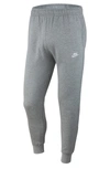 Nike Sportswear Club Tapered Fleece-back Cotton-blend Jersey Sweatpants In Dark Grey/white