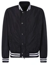 BALMAIN BALMAIN LOGO PRINTED STRIPE BOMBER JACKET