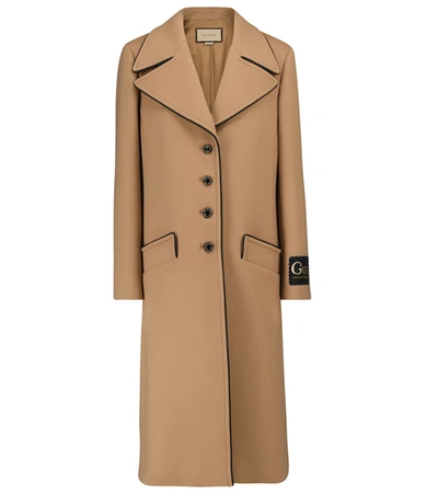 Gucci Single-breasted Wool-blend Coat In Camel