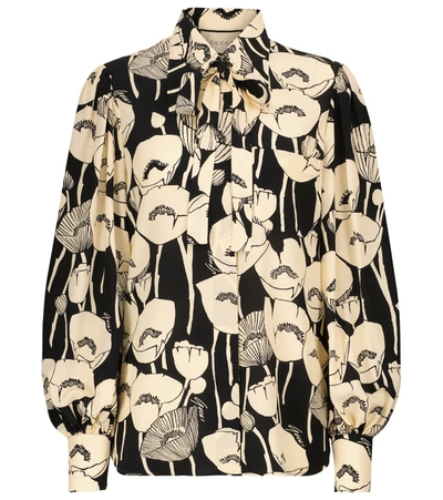 Gucci Poppy Flowers Print Silk Shirt In Multi