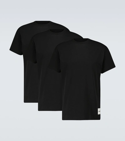 Jil Sander Logo有机棉t恤3件套装 In Black