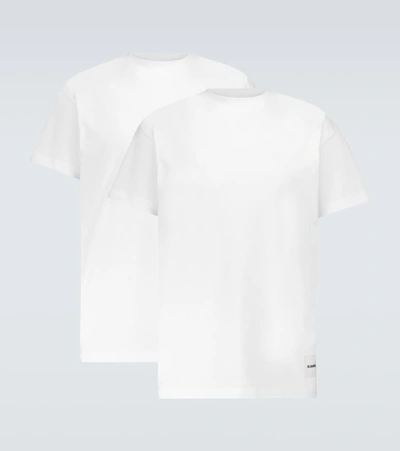 Jil Sander Cotton T-shirt With Logo Print On The Bottom In White