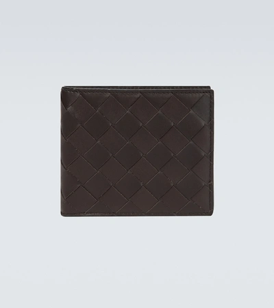 Bottega Veneta Black Leather Bifold Wallet In Brown
